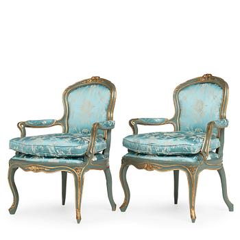 63. A pair of Swedish Rococo 18th century chairs.