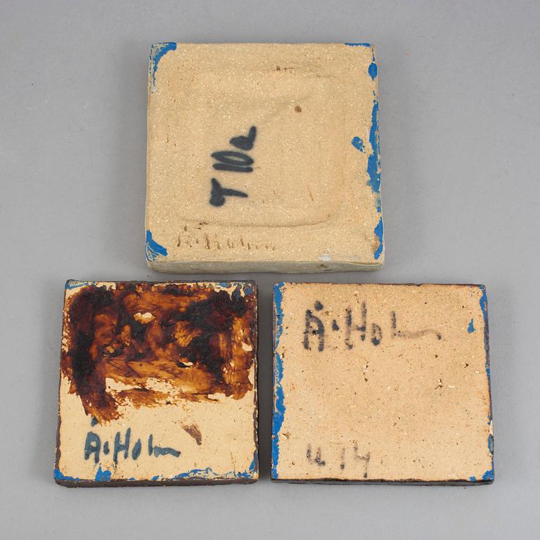 PLAKETTER/RELIEF, 3 st, stengods, Åke Holm, Höganäs.