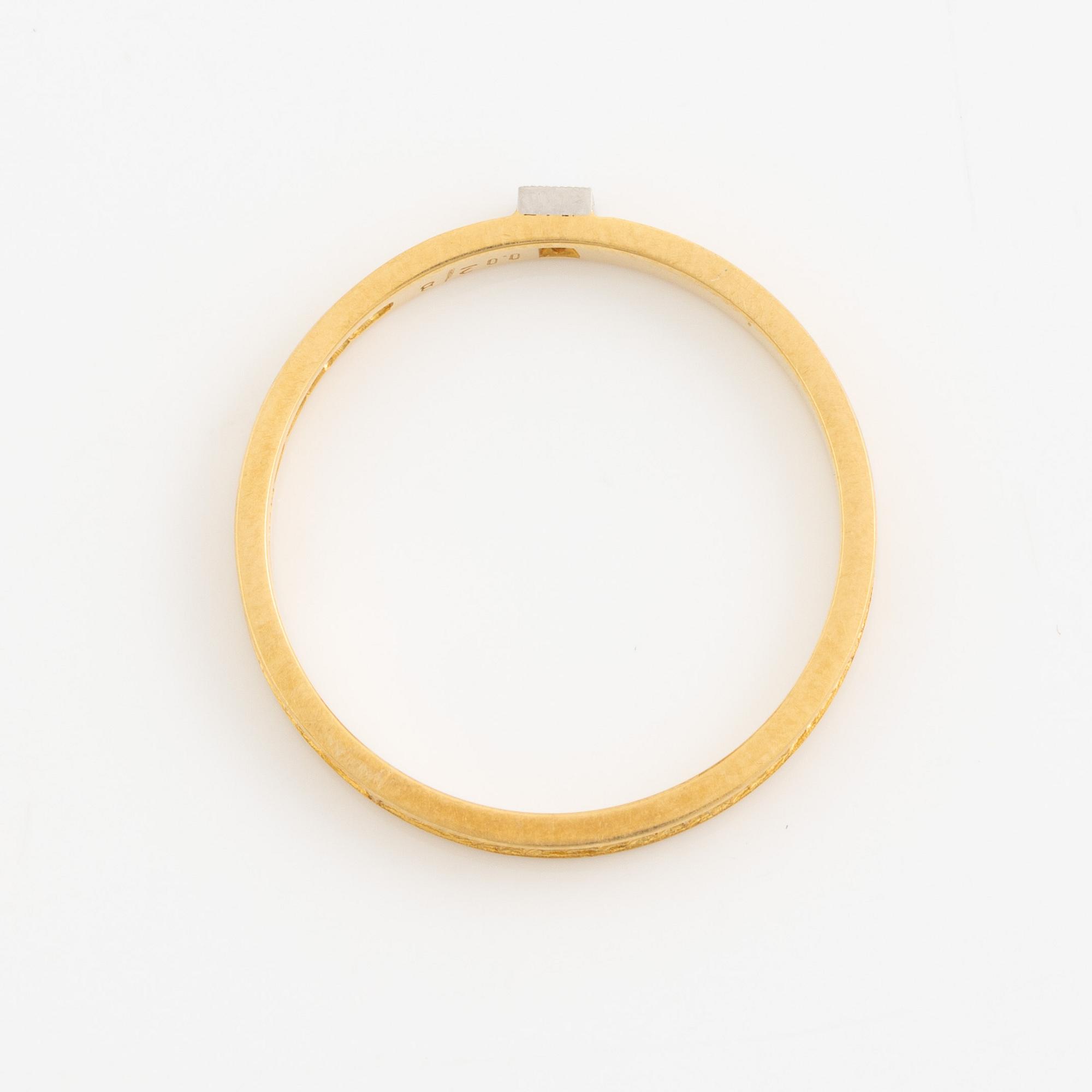 Lapponia ring 18K guld med en åttkantslipad diamant, Finland 1978.