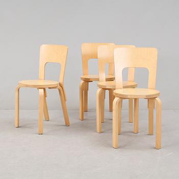 STOLAR, 4 st, modell 66, Alvar Aalto, Artek, 1900-talets senare hälft.
