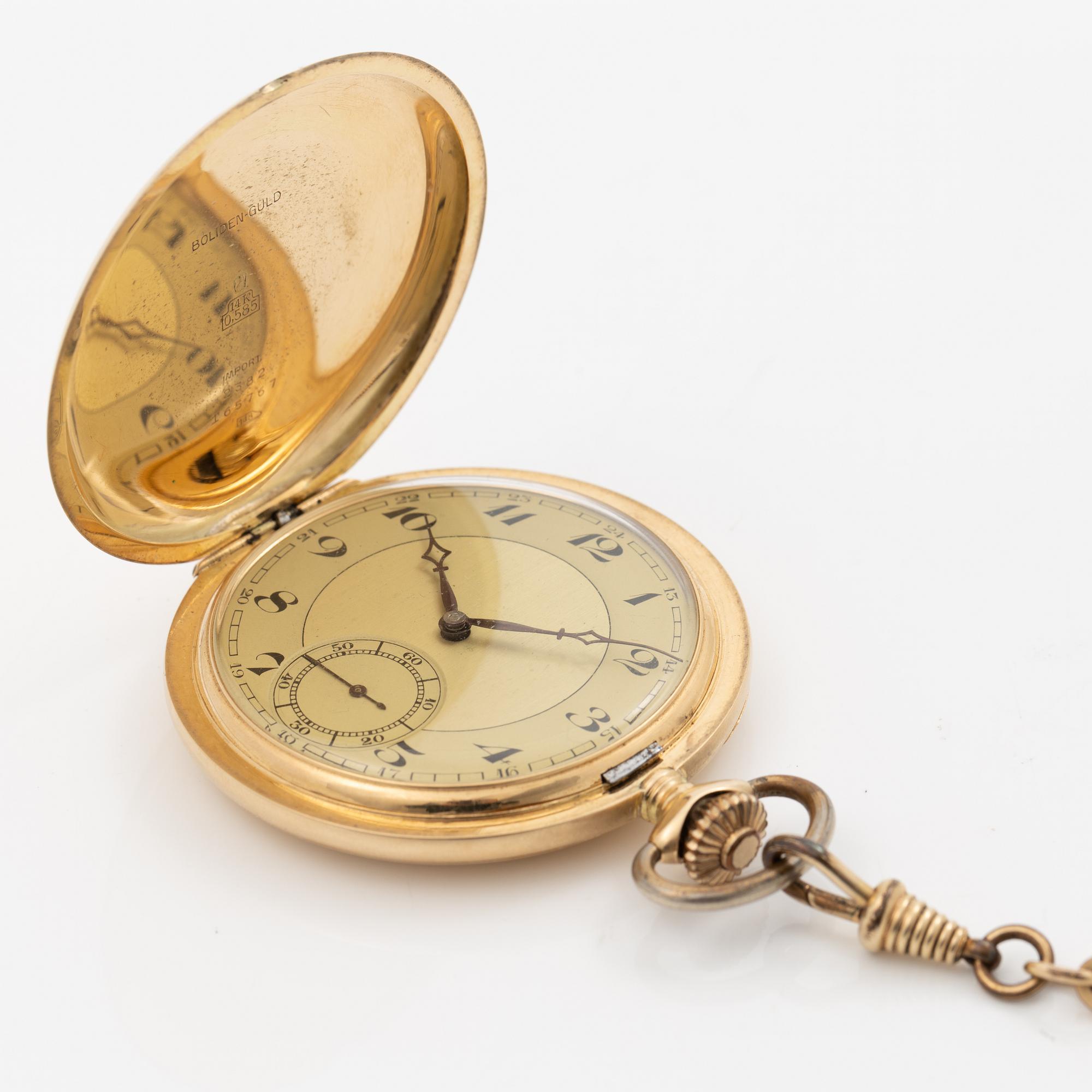 Pocket watch, hunter case, 50.5 mm, “Boliden Guld”, 14K.