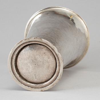 A Swedish 18th century parcel-gilt silver beaker, unmarked.
