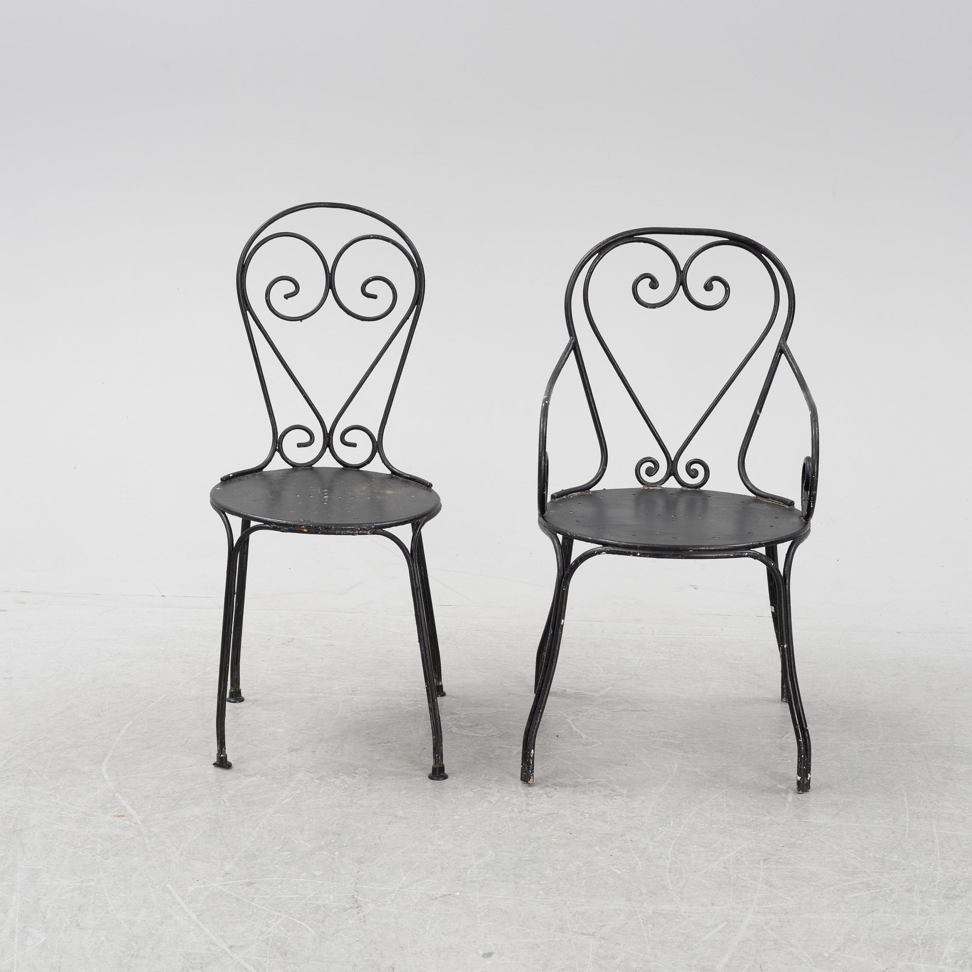 Trädgårdsstolar, 4 + 3 st, 1900-talets mitt/första hälft.