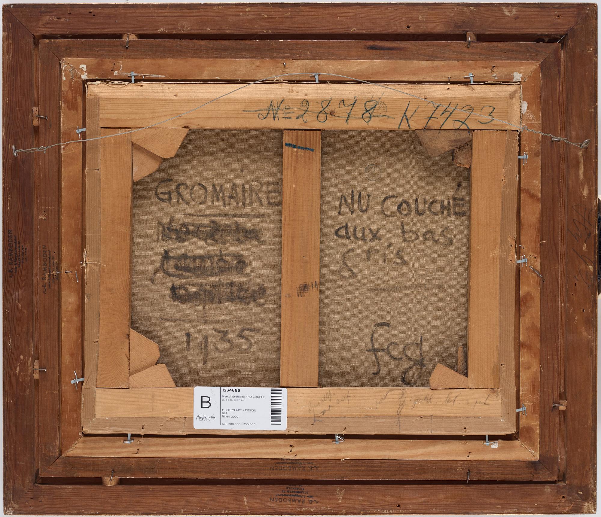 Marcel Gromaire, "NU COUCHÉ aux bas gris".