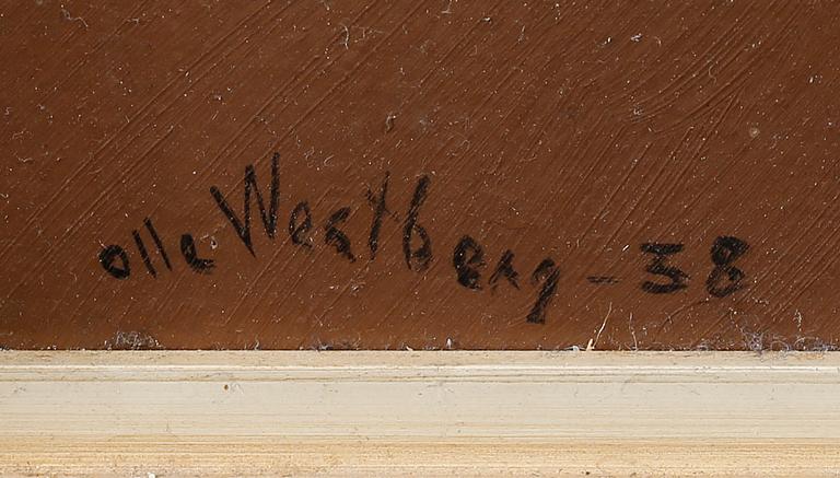OIDENTIFIERAD KONSTNÄR, olja på pannå, signerad Olle Westberg och daterad -38.