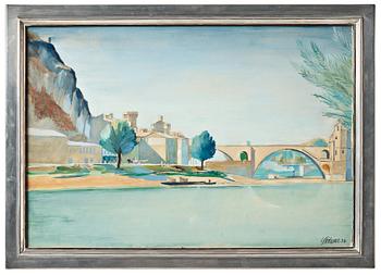 280. Gunnar Torhamn, a watercolour and gouache, 1926, with a pewter and brass frame, Svenskt Tenn, Stockholm 1928, provenance Estrid Ericson.