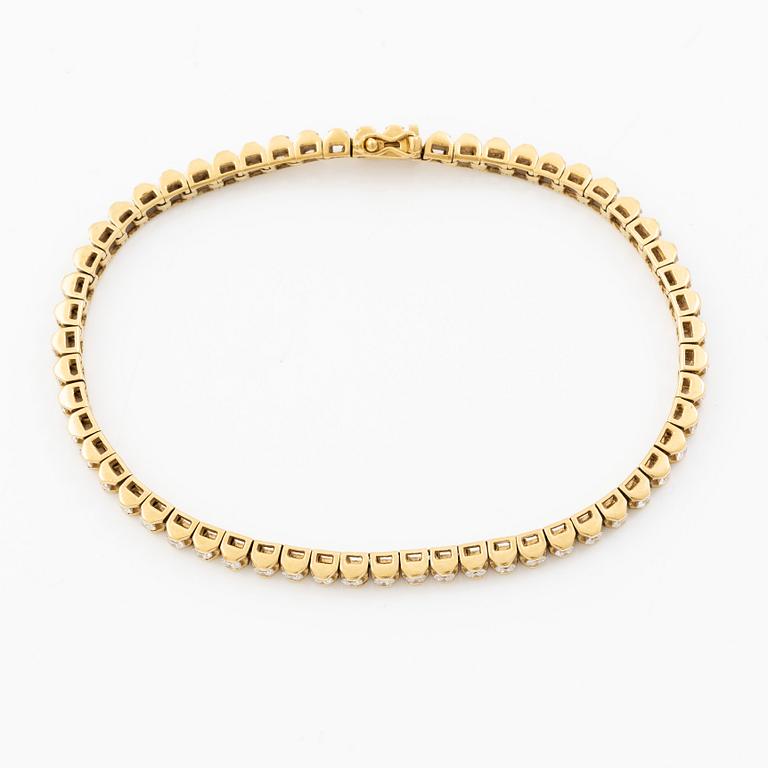 Tennis bracelet, 18K gold with round brilliant-cut diamonds, total weight approx. 1.75 ct.