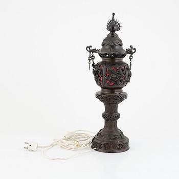 Table lamp, bronze. Japan, circa 1900.