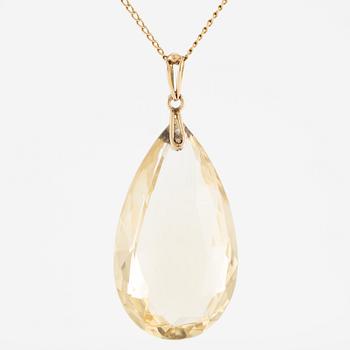 Hänge med kedja, 18K guld med brioletteslipad citrin.