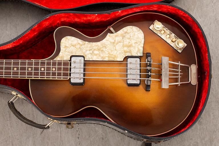 A 1960's electric bass, Höfner 500/2 Club Bass, Sunburst.