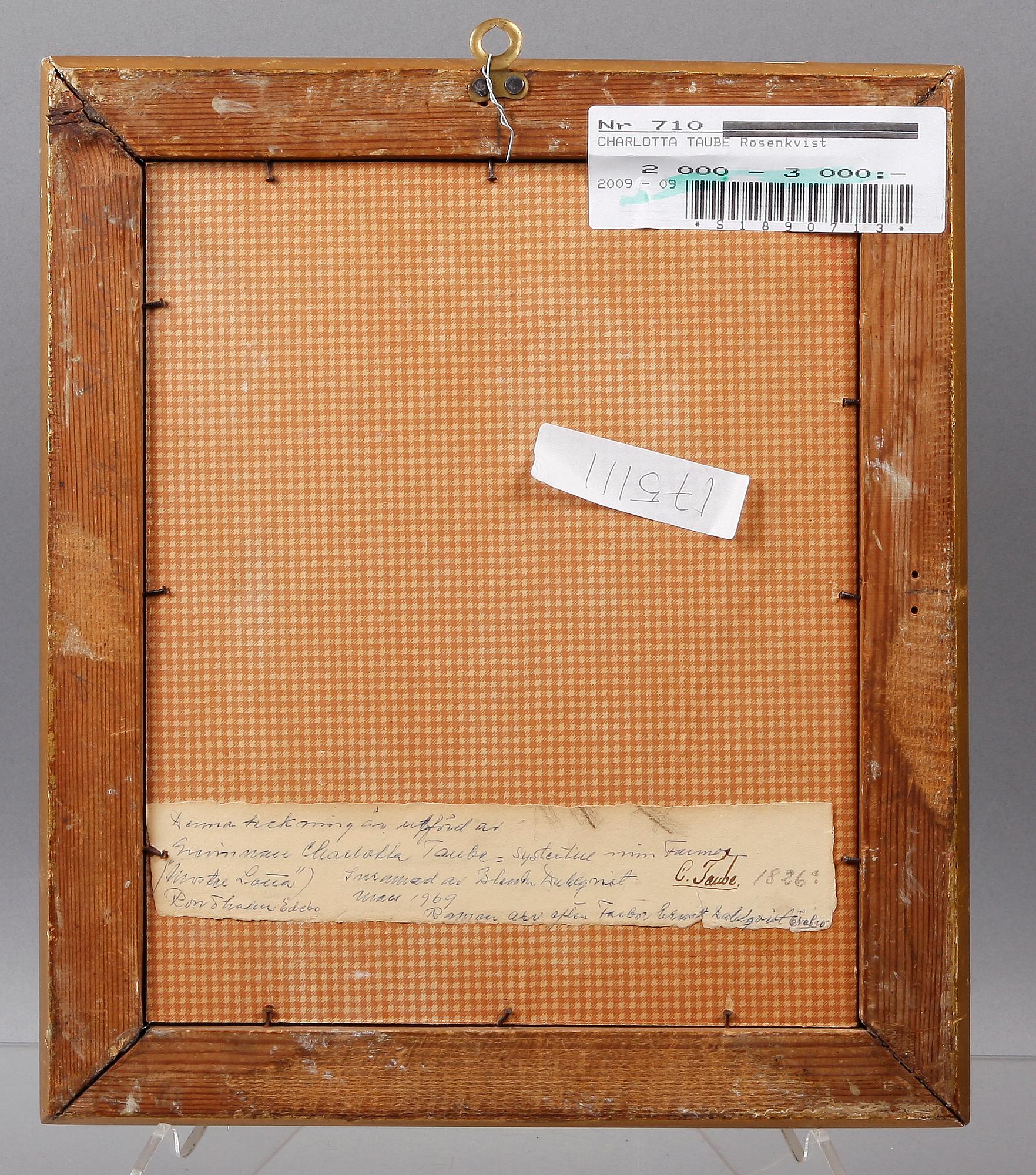 CHARLOTTA TAUBE, teckning. 1800-tal.