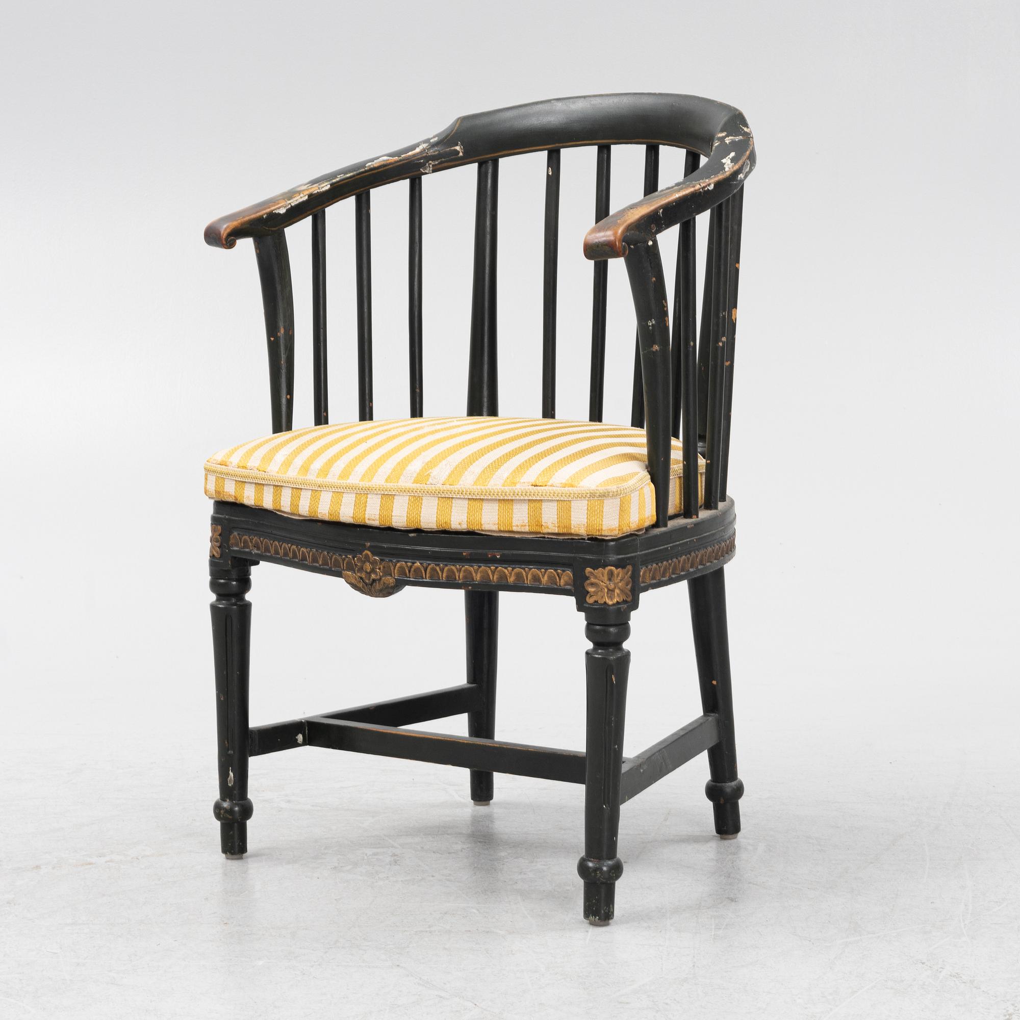 A painted Gustavian armchair, 18th Century.