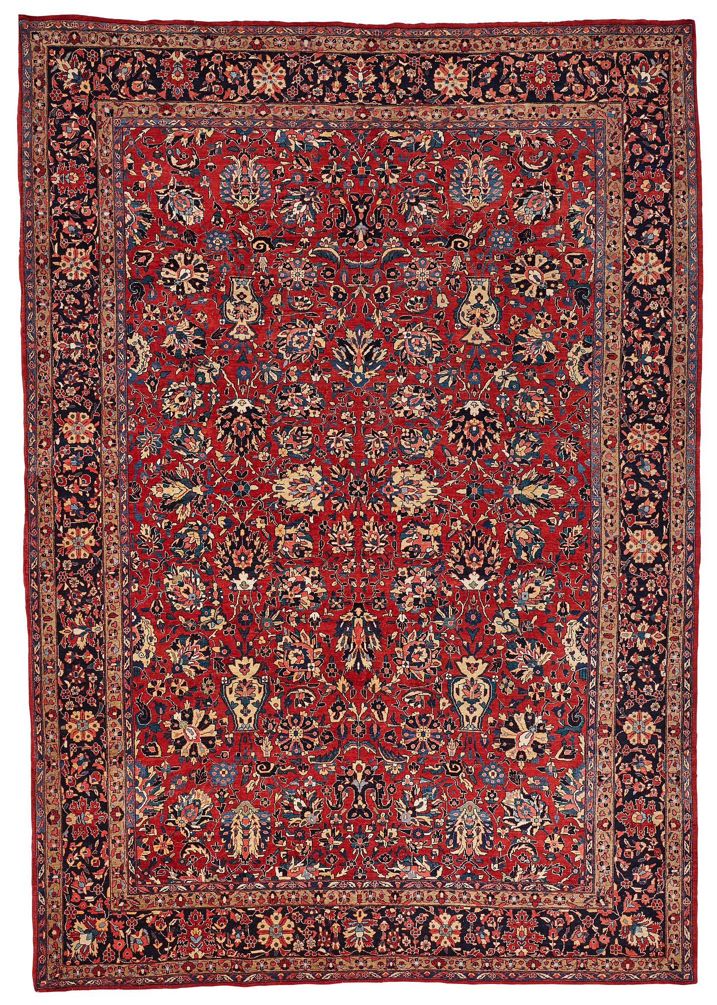 A carpet, semi-antique Sarouk, ca 389 x 271 cm.
