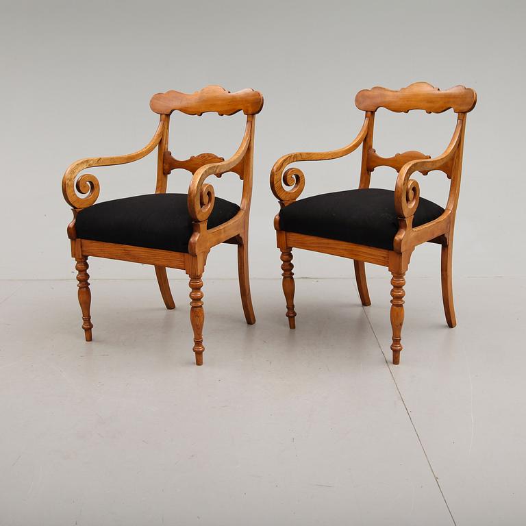 KARMSTOLAR, 1 par, Biedermeier, 1800-talets mitt.