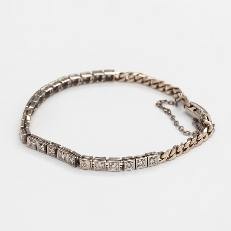 Rannekoru, 14K valkokultaa, 8/8 hiottuja timantteja.