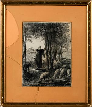Jean Francois Millet · JEAN FRANCOIS MILLET, efter, etsning.