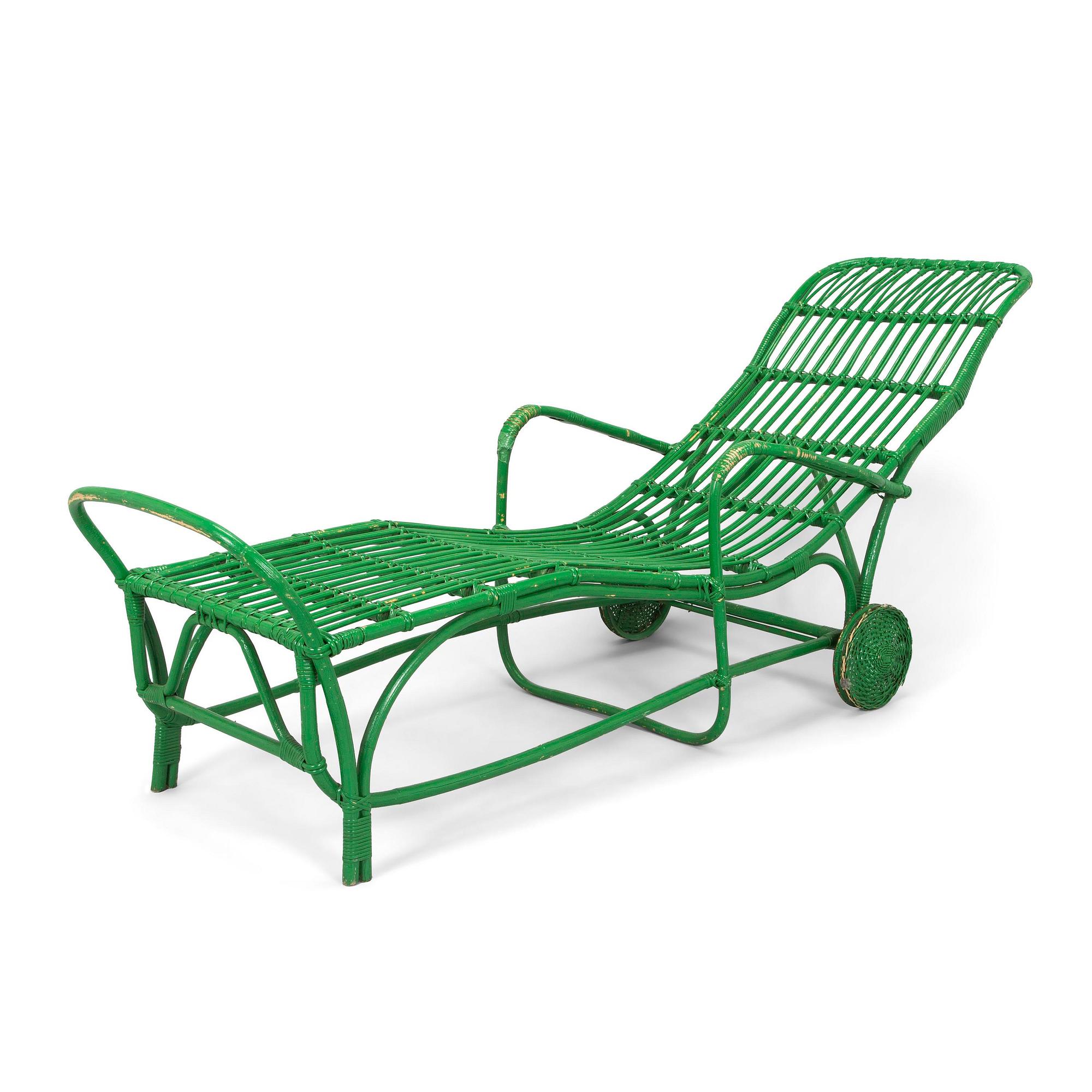 Aino Aalto, puutarhatuoli / aurinkotuoli, malli 374, jälleenmyyjä Artek 1950-luvun alku.