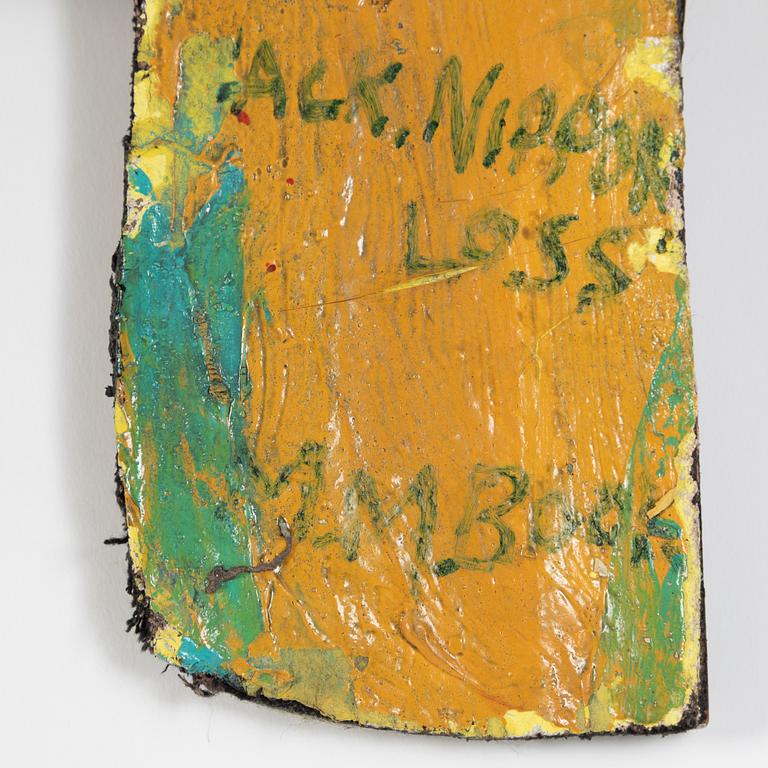 Max Mikael Book, acrylic on tarpaulin mounted on wooden panel, signed.