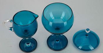 SOCKERSKÅL SAMT GRÄDDSNÄCKA, glas, "Harlekin" Nanny Still, Riihimäen Lasi, 1900-talets mitt.