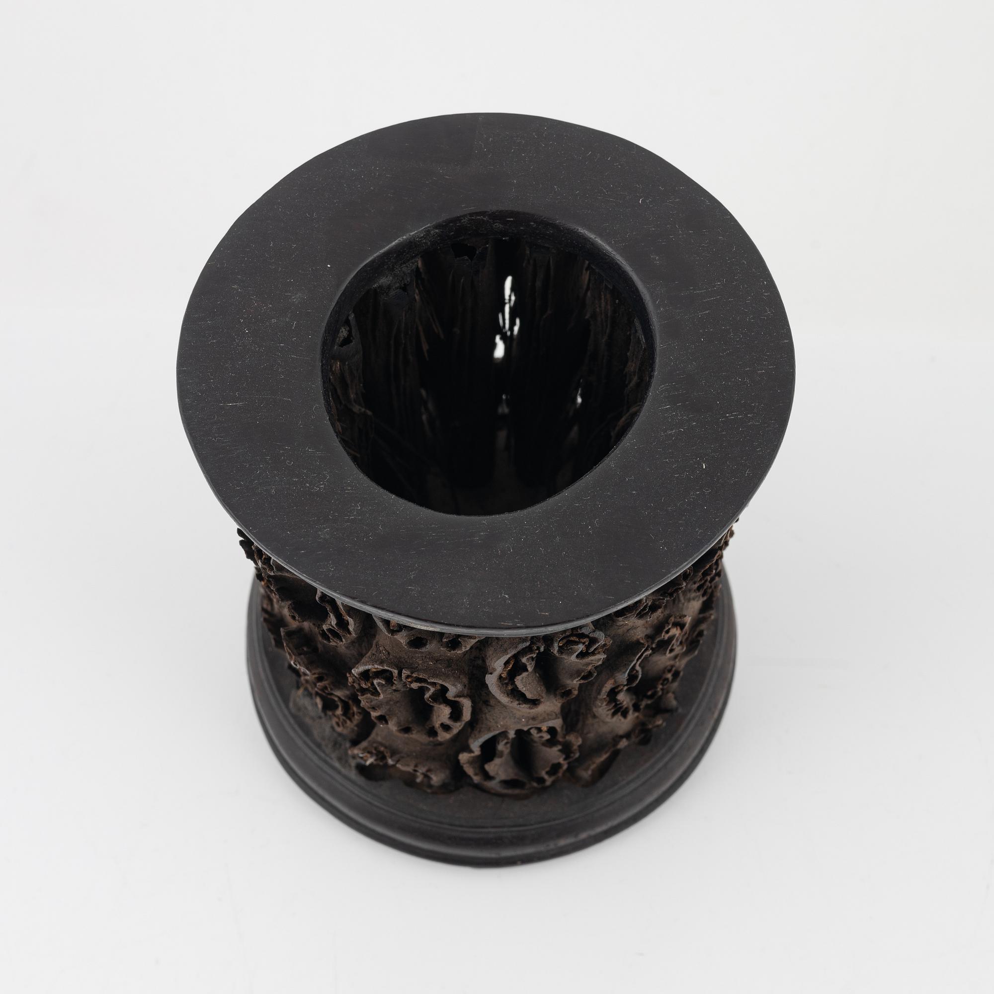 A Chinese naturalistic brush pot, probably early 20th Century.