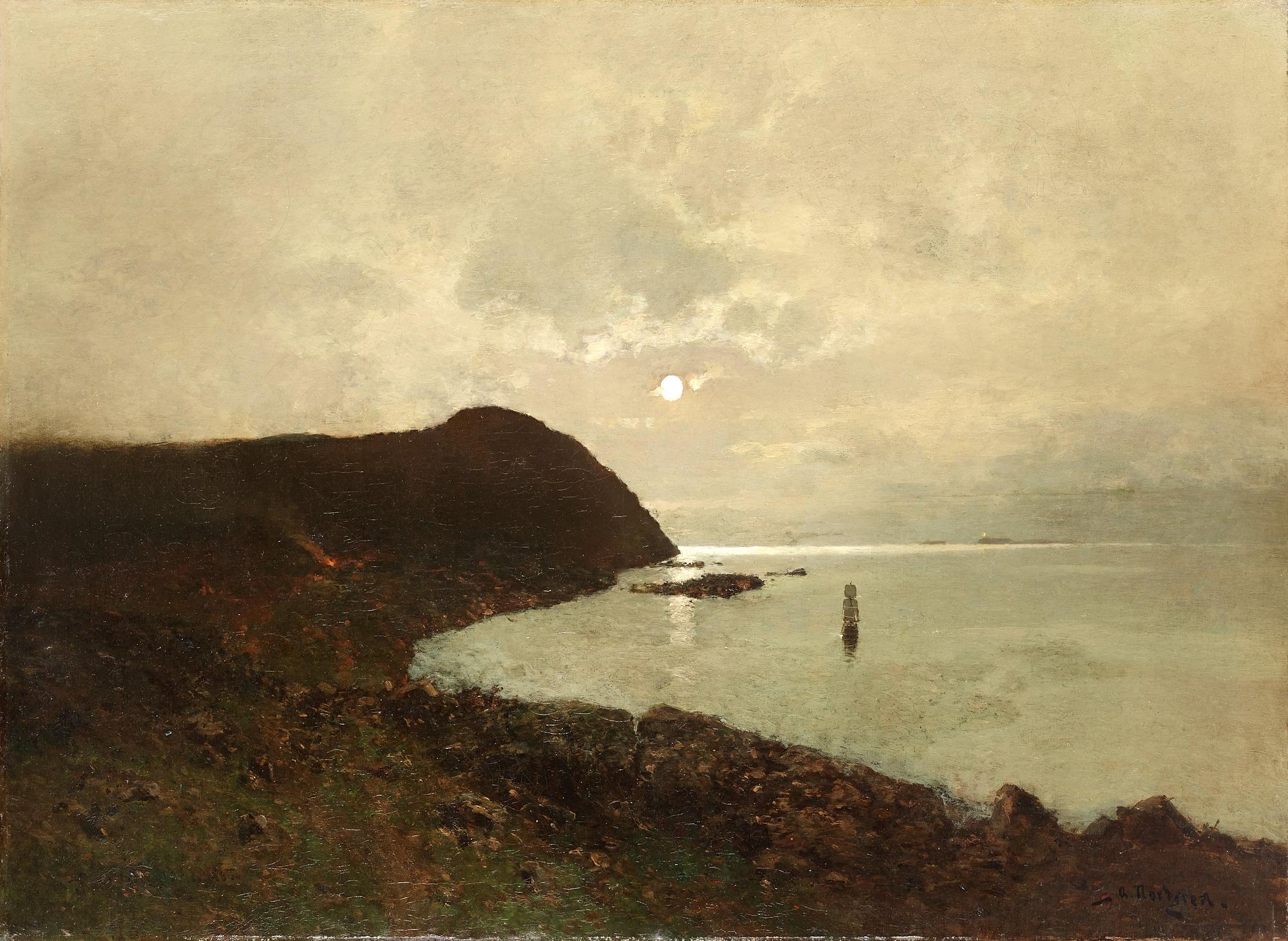Axel Nordgren, Moonlit coastal scene from Bohuslän.