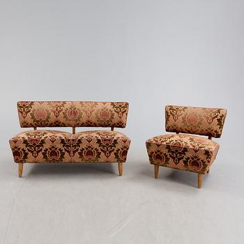 SOFFA samt FÅTÖLJ, art deco, 1930-tal.