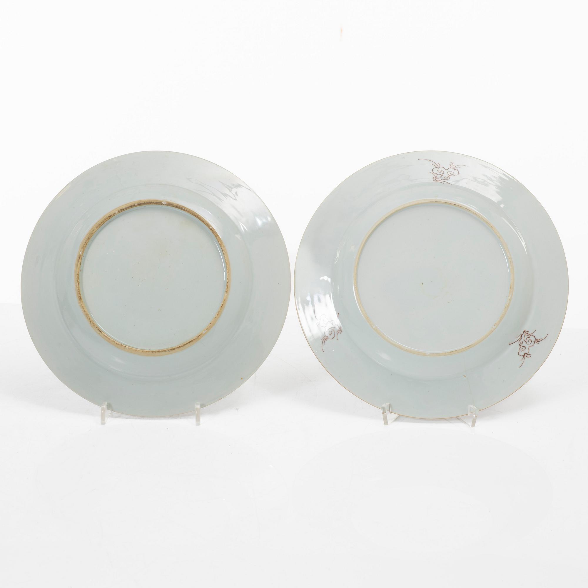 Tallrikar, 7 st,  Kina, Qingdynastin, Qianlong (1736-95).