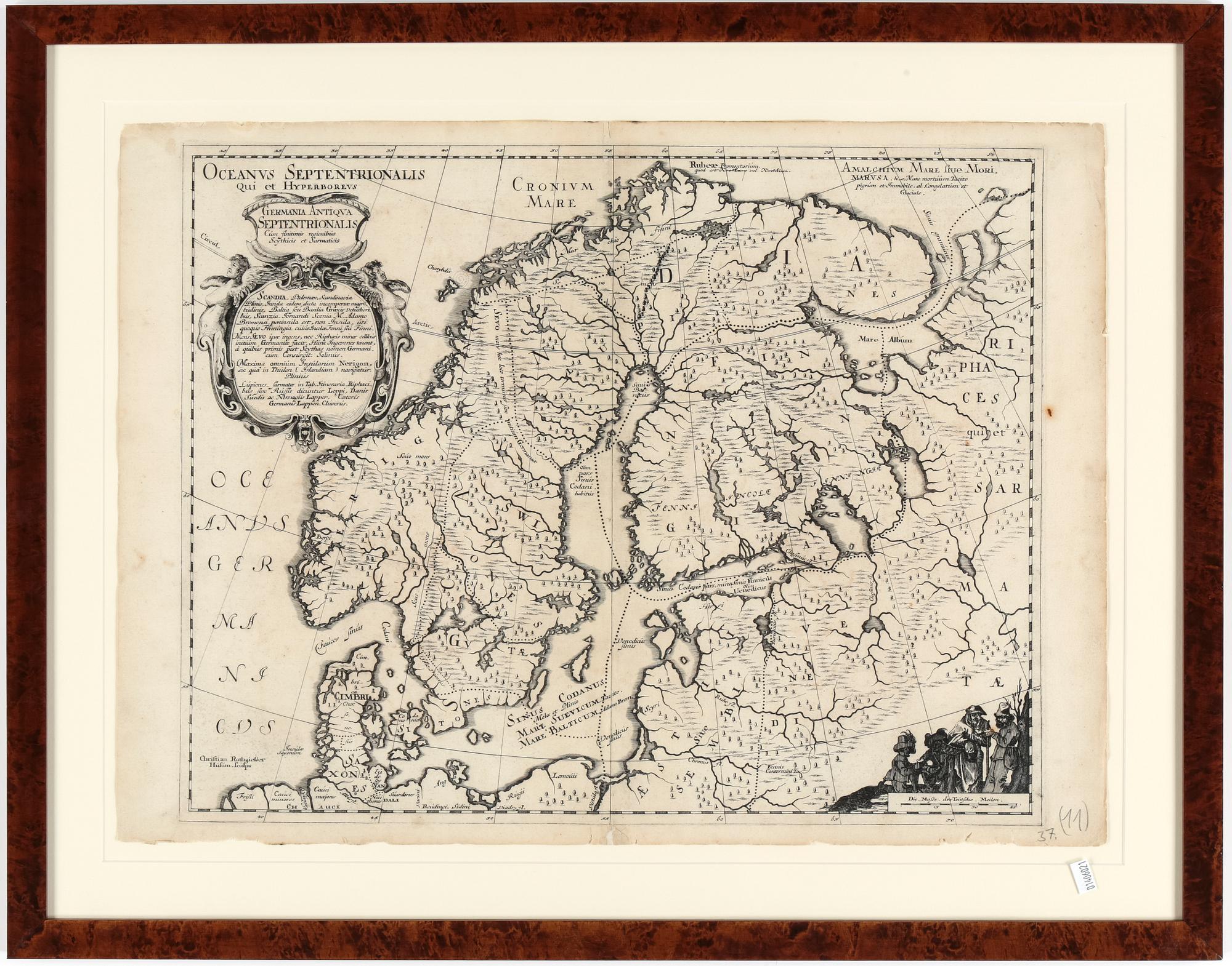 KARTA, kopparstick, "Germania Antiqua Septentrionalis...", 16/1700-tal.