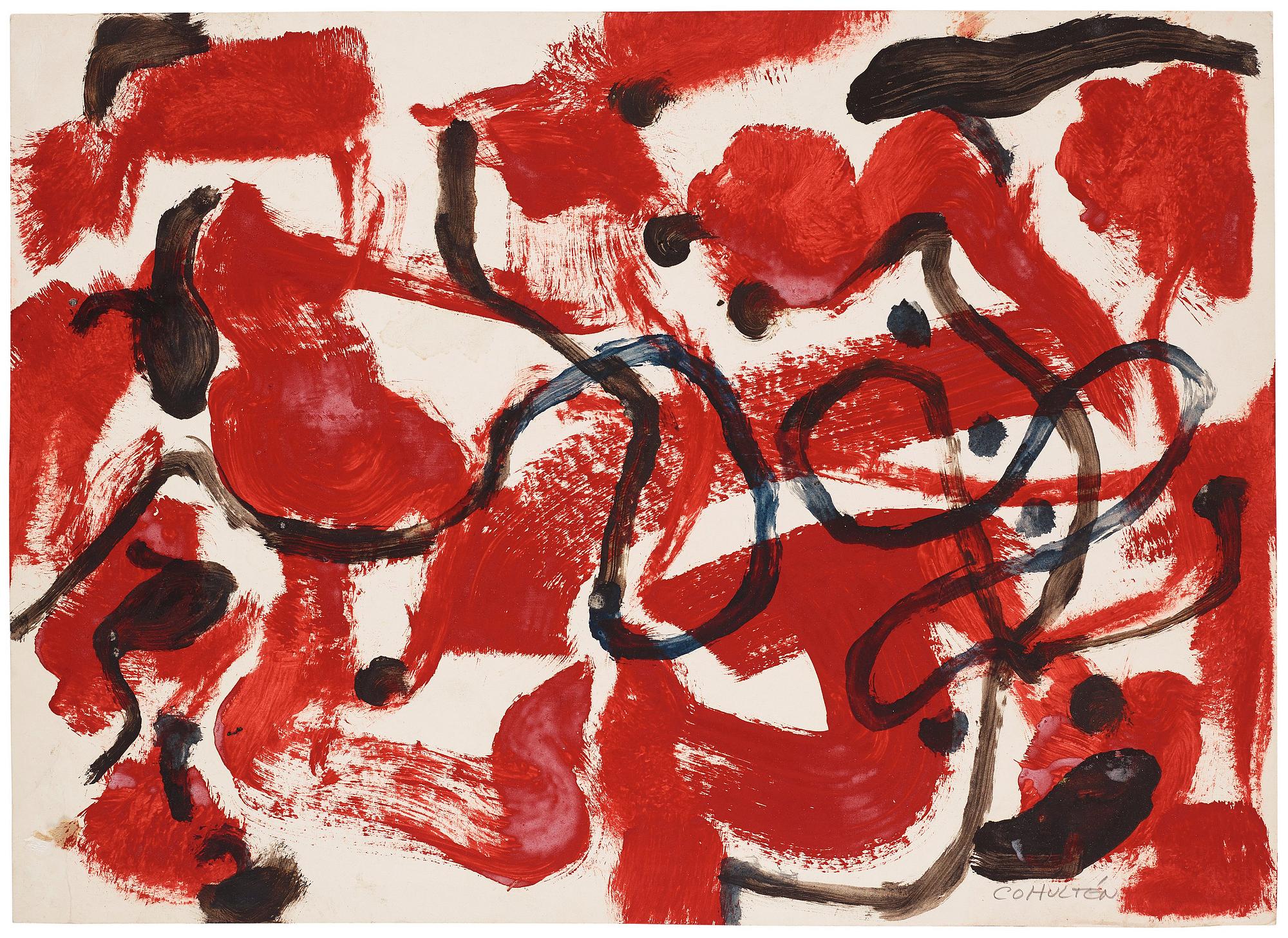 CO Hultén, gouache på papper, signerad och utförd på 1960-talet.