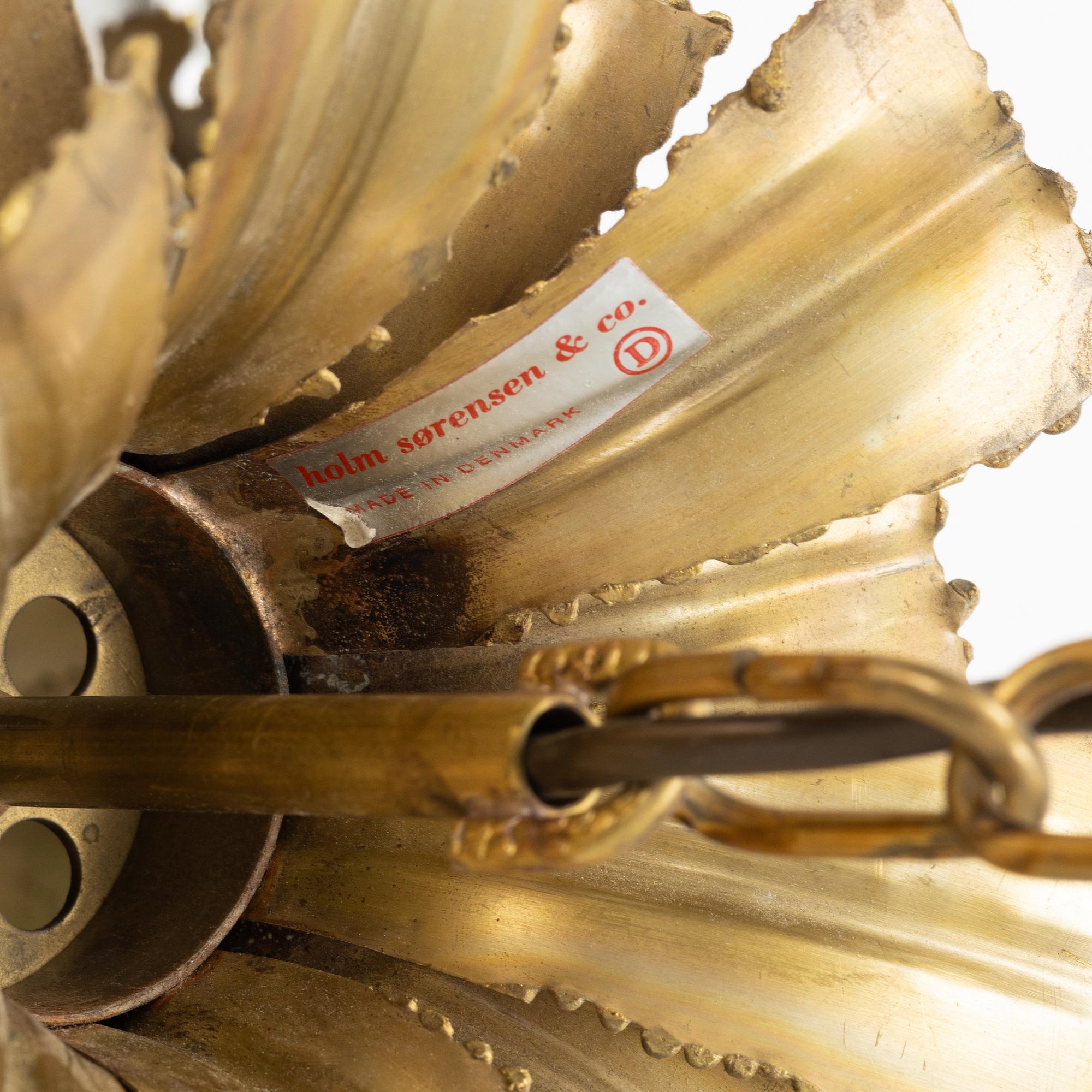 Svend Aage Holm Sørensen, a brass ceiling light, Sørensen & Pedersen Belysning ApS, Denmark, 1960-tal.