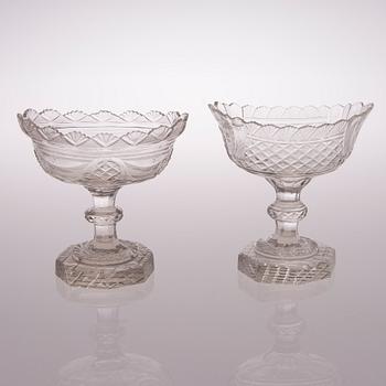 Two footed glass bowls from the 19th century.