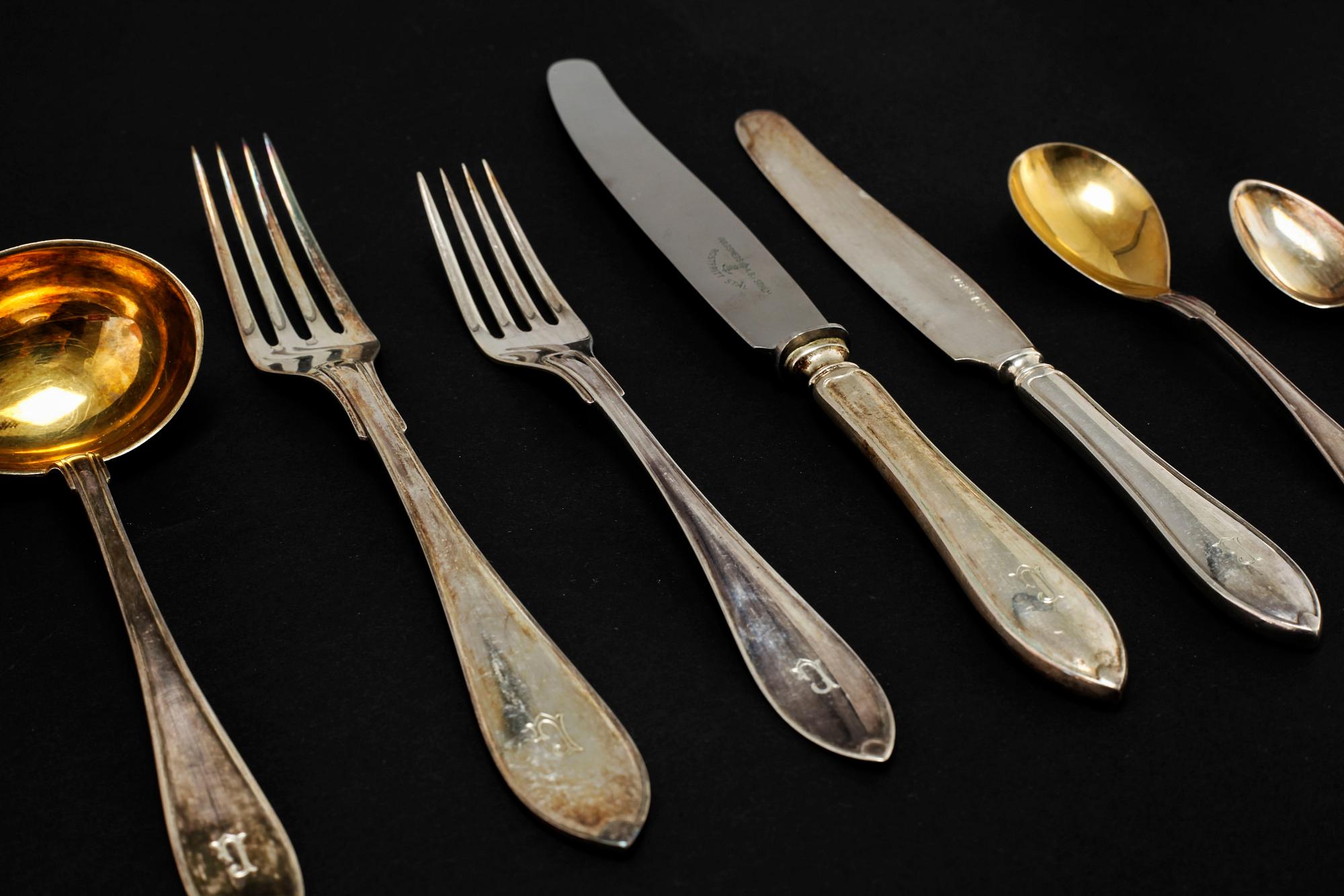 A Swedish silver flatware 92-piece service, maker's mark GAB, Stockholm, 1930/40s.