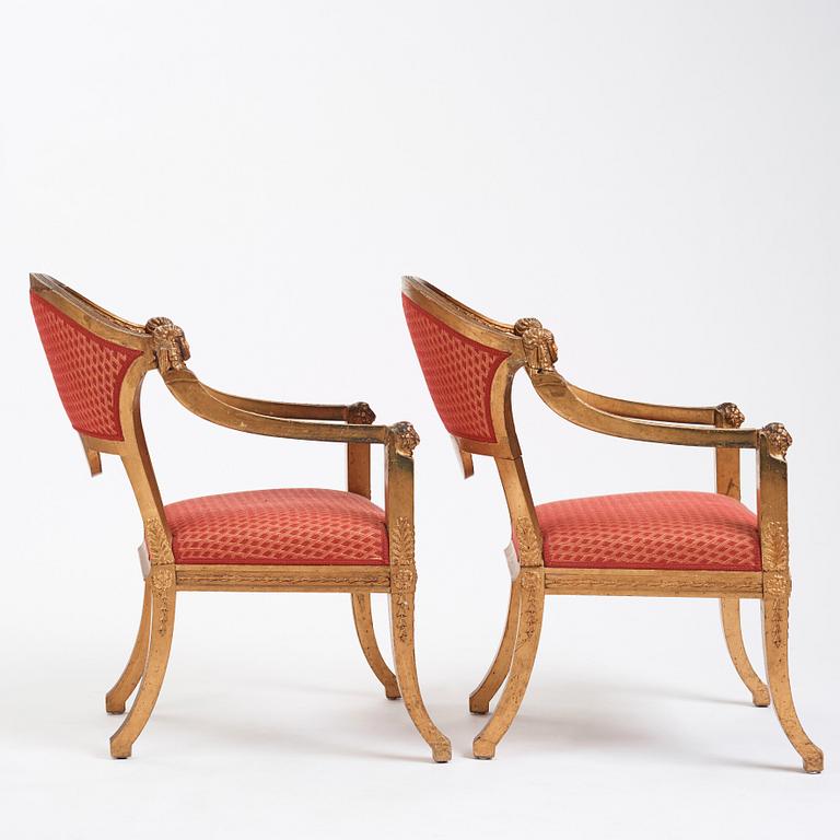 A pair of Swedish chairs in N C Salton's manner,  19th century.