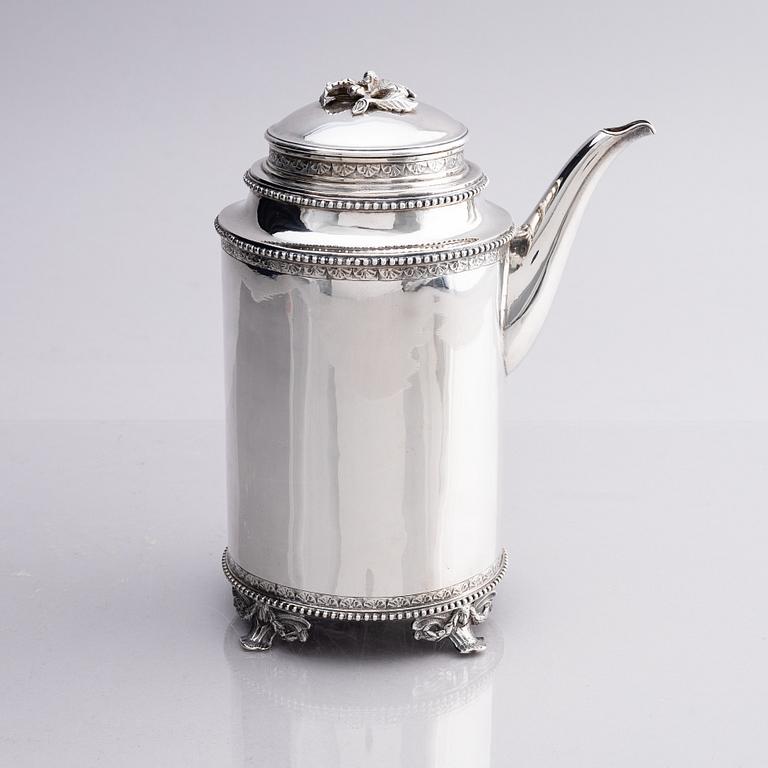 A Swedish Gustavian 18th century silver coffee-pot, mark of Petter Eneroth, Stockholm 1789.