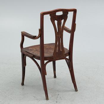 J & J Kohn, an Art Nouveau armchair, Austria, early 20th Century.