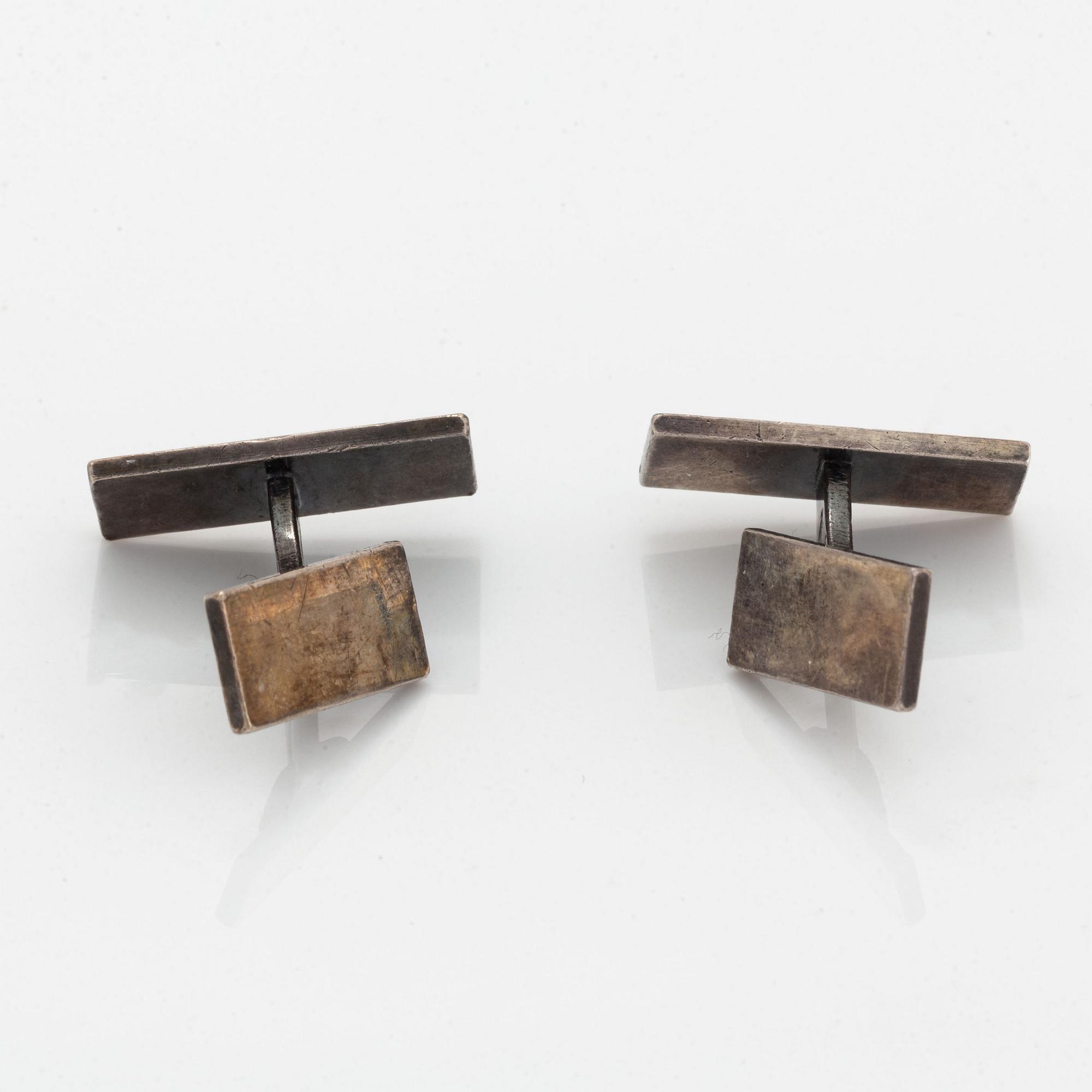 A monogram Wiwen Nilsson brooch, sterling silver with monogram, with box.