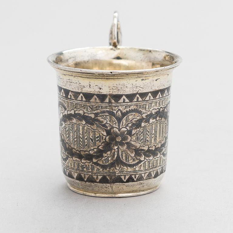 Charka, supkopp i silver, förgyllt silver och niello, Moskva, Ryssland 1800-talets mitt.