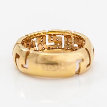 Versace, An 18K gold ring with diamonds ca. 0.12 ct in total. Marked Versace.