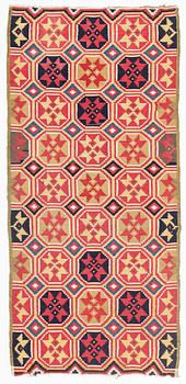 A carrige cushion,flat weave, ca 94,5 x 43 cm, Skåne, 1800-1830.