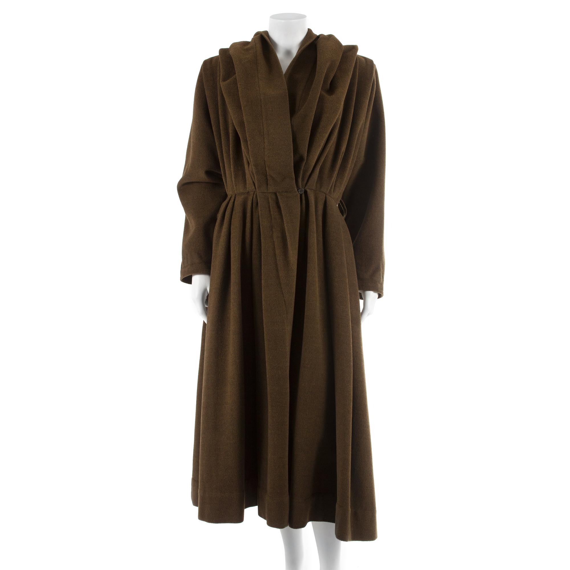 YVE SAINT LAURENT, a green wool and cashmere coat.