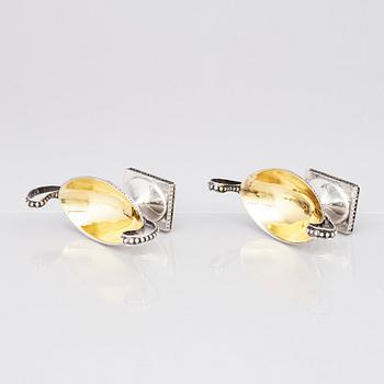 A pair of Swedish 18th Century Gustavian parcel-gilt silver salt cellars, marks of Pehr Zethelius, Stockholm 1798.