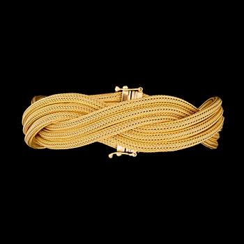 ARMBAND, 18K guld, flätat.