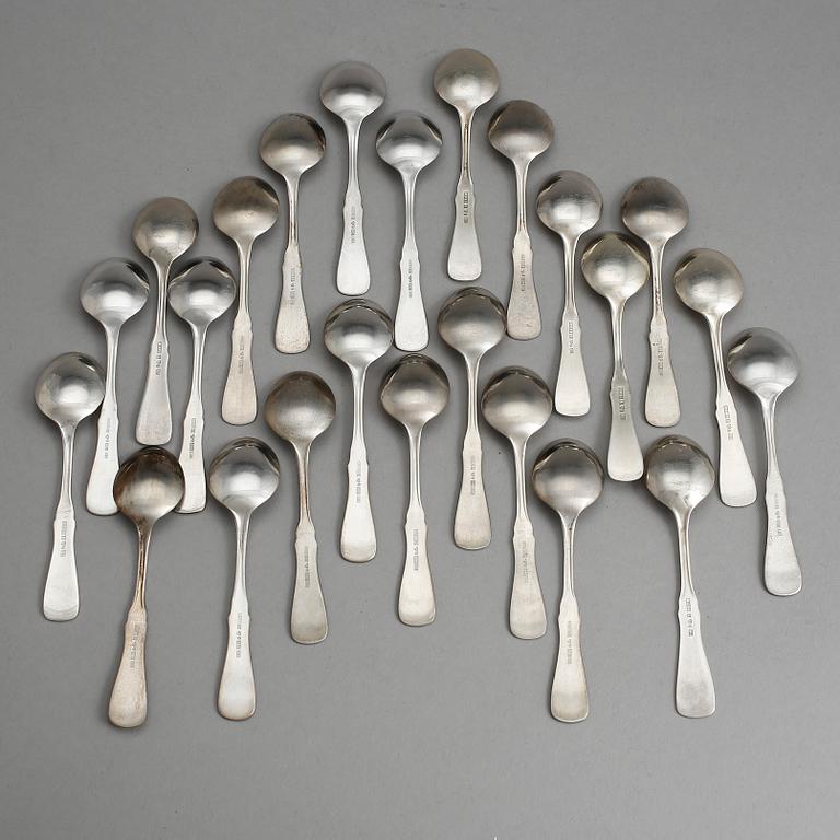 KAFFESKEDAR, 24 st, silver, MGAB modell "Uppsala", ca 1980. Tot vikt: 224 gram.