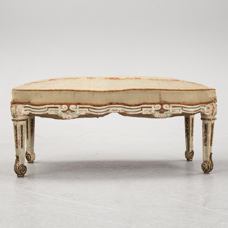 A Louis XVI-style bench, late 19th century.