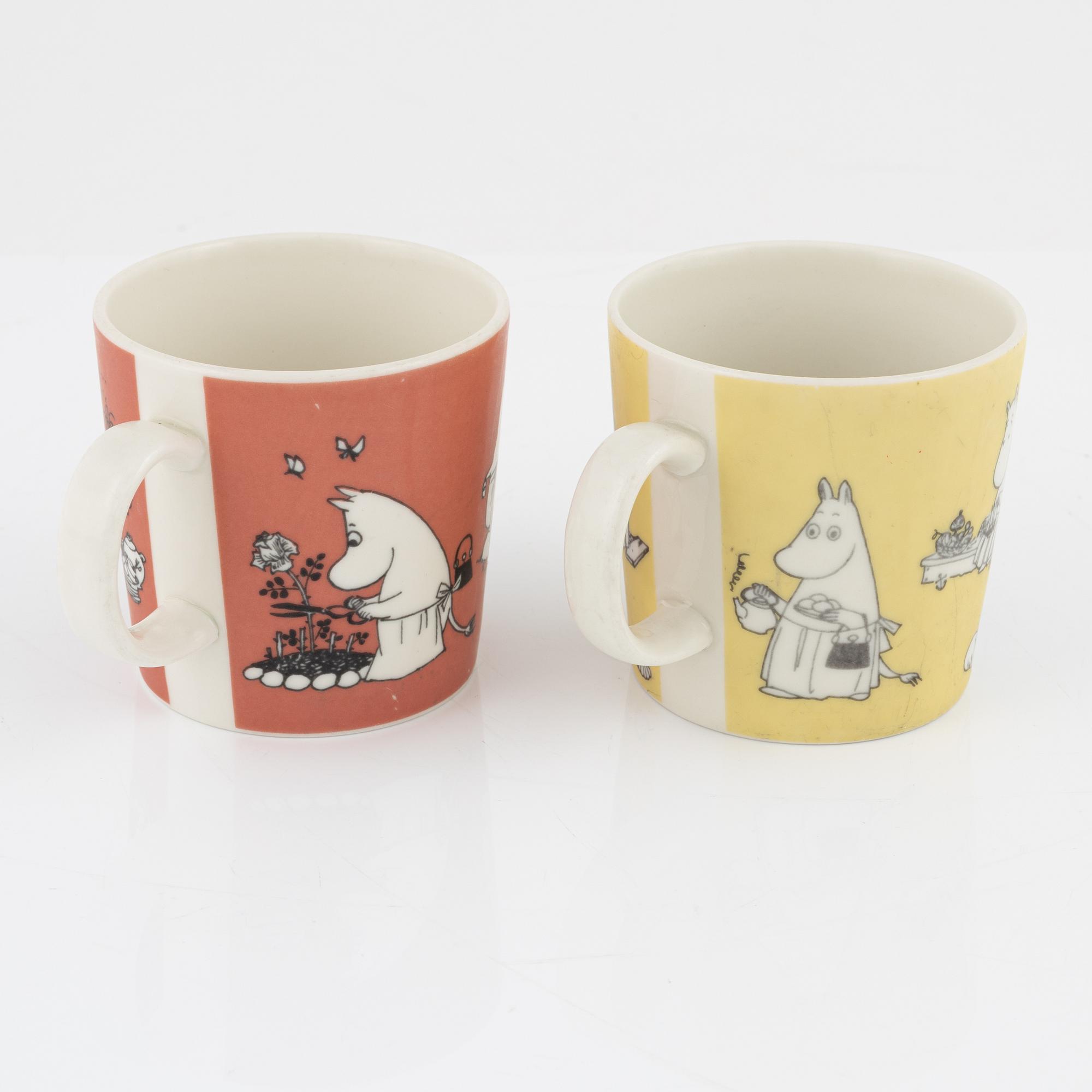 Two porcelain Moomin mugs, Arabia, Finland, 1990-99.