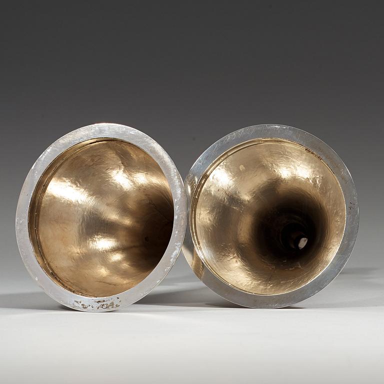 WIWEN NILSSON, ljusstakar, ett par, Lund 1950, sterling,