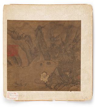 142. A Song-style album-leaf of a river scenery with an old man in a boat, Qing dynasty, 19th Century.