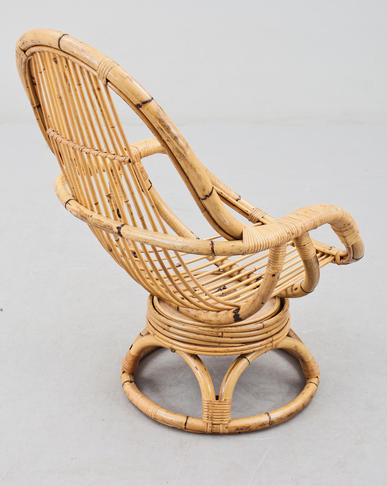 FÅTÖLJ, bambu, 1900-talets mitt.