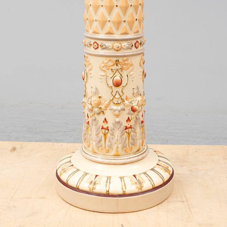 A ceramic pedestal and plant pot from Rörstrand, circa 1900.