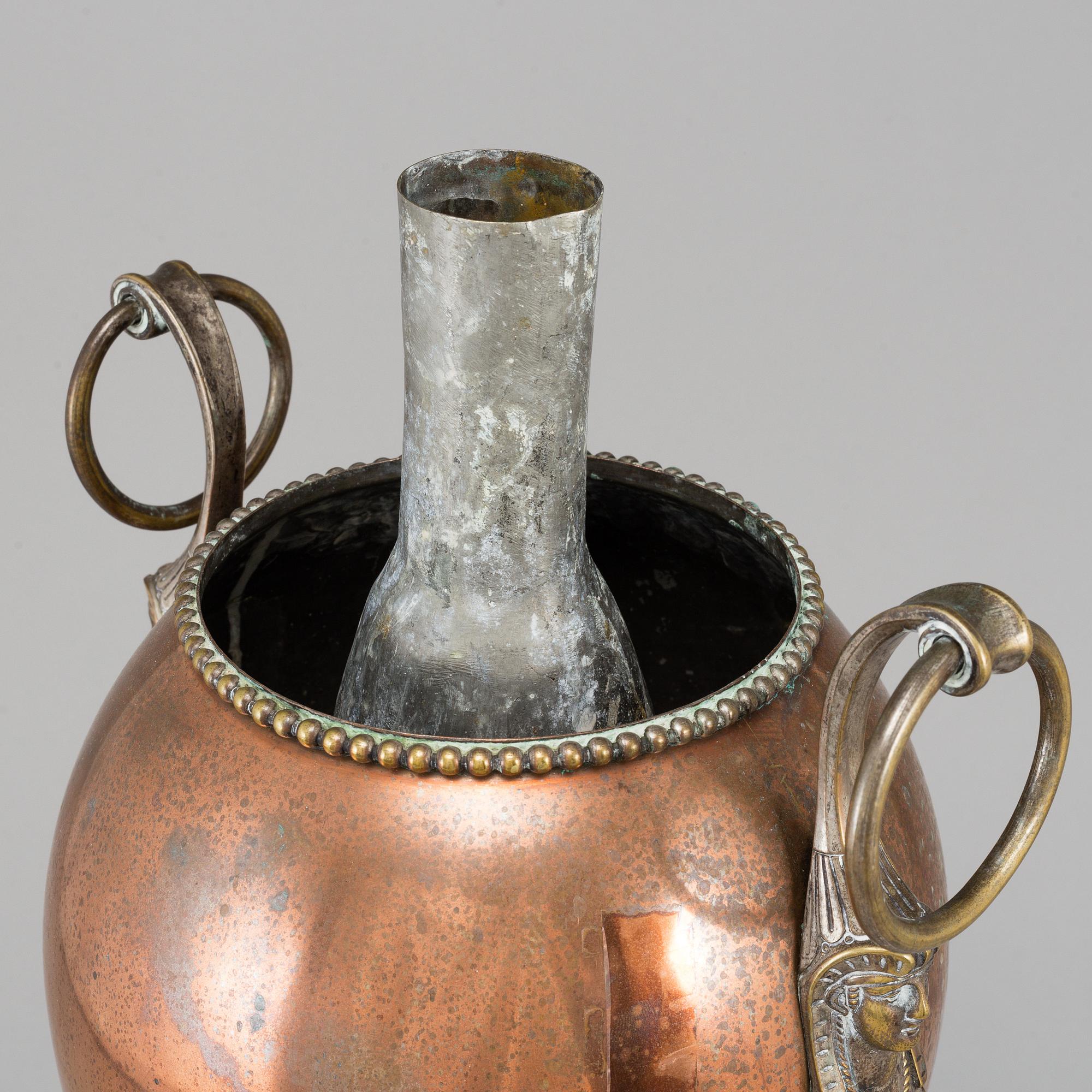 An Empire brass and copper samovar, early 19th century.